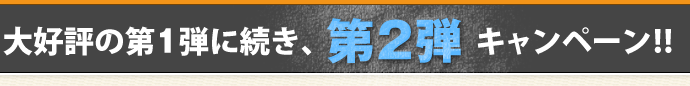 大好評の第1弾に続き「第２弾」キャンペーン!!
